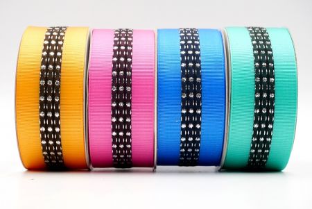 Metallic Mid-Dotted and Stitched Grosgrain Ribbon